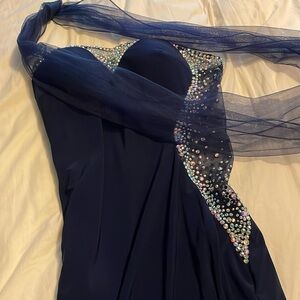 Formal strapless navy gown